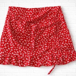 SHEIN Red Floral Mini Skirt